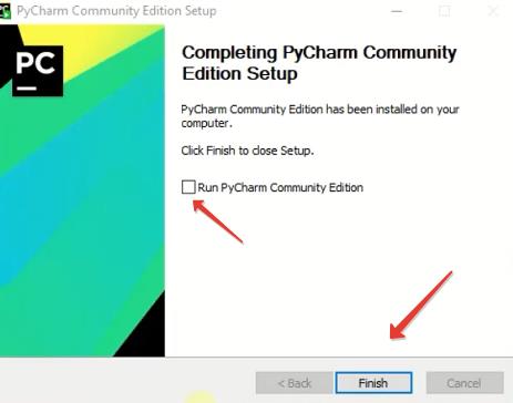 завершение установки PyCharm